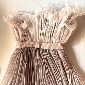 strapless pleated wave dress